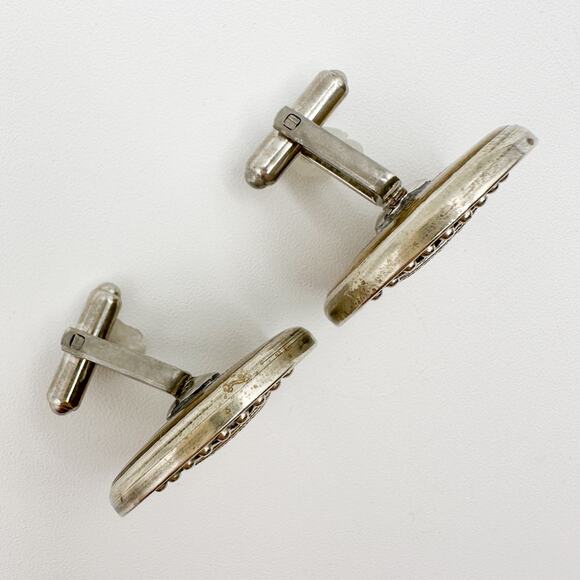 Cufflinks Crafted from Antique French Buttons Featuring a Regal Crown Design - Picture 8 of 13